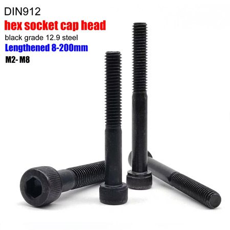 din912-12-9 پیچ آلن سر استوانه فولادی نیم دنده 12.9