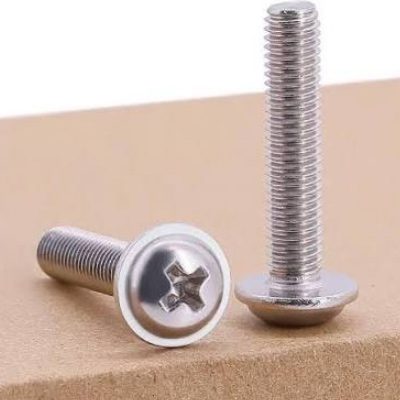 پیچ ماشینی واشر دار استنلس استیل کله قارچی